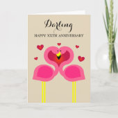Flamingo Love Persoonlijke Jubileum Kaart (Voorkant)
