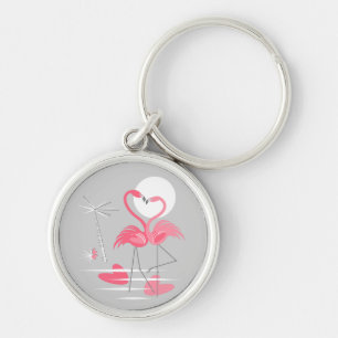 Flamingo Love premium sleutelhanger round
