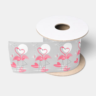 Flamingo Love ribbon satin Satijnen Lint