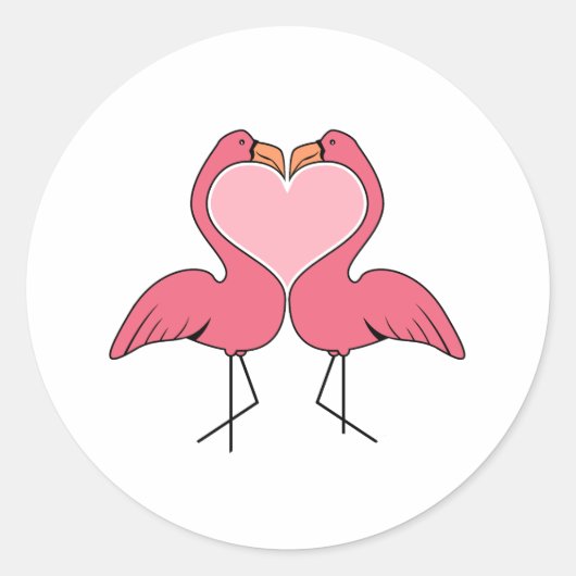 Flamingo Love Ronde Sticker (Voorkant)