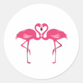 Flamingo Love Ronde Sticker (Voorkant)