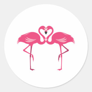 Flamingo Love Ronde Sticker