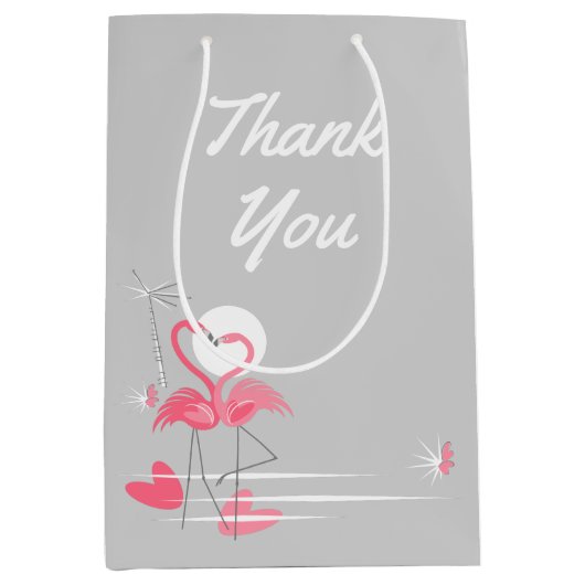 Flamingo Love Side Dank u voor uw medium Cadeauzakje (Voorkant)