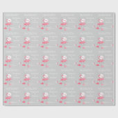 Flamingo Love Side Date Names wrapping paper Cadeaupapier (Vlak)