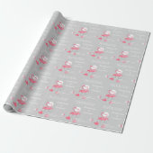 Flamingo Love Side Date Names wrapping paper Cadeaupapier (Uitgerold)