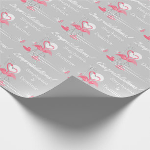 Flamingo Love Side Gefeliciteerd Namen Cadeaupapier