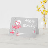 Flamingo Love Side Happy Birthday Kaart (Gele Bloem)