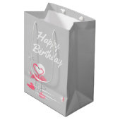 Flamingo Love Side Happy Birthday medium Cadeauzakje (Voorkant Gekanteld)