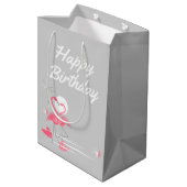 Flamingo Love Side Happy Birthday medium Cadeauzakje (Achterkant Gekanteld)