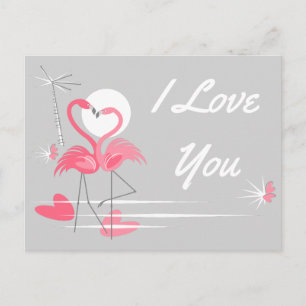 Flamingo Love Side I Love You briefkaart
