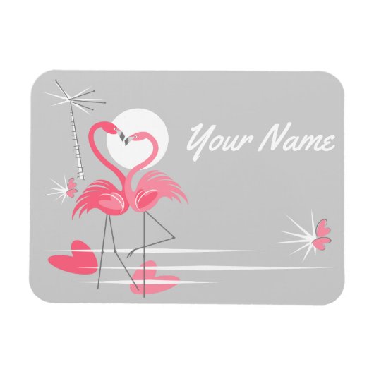 Flamingo Love Side Naam flexibele magneet (Horizontaal)