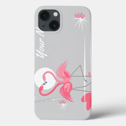 Flamingo Love Side Name IPad case horizontal (Achterkant)