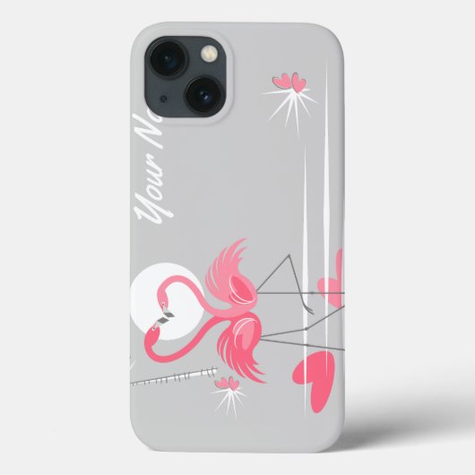 Flamingo Love Side Name IPad Mini horizontal Case-Mate iPhone Case (Achterkant)