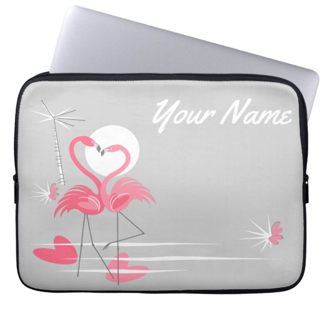 Flamingo Love Side Name notebook hoes 13 inch (Voorkant)