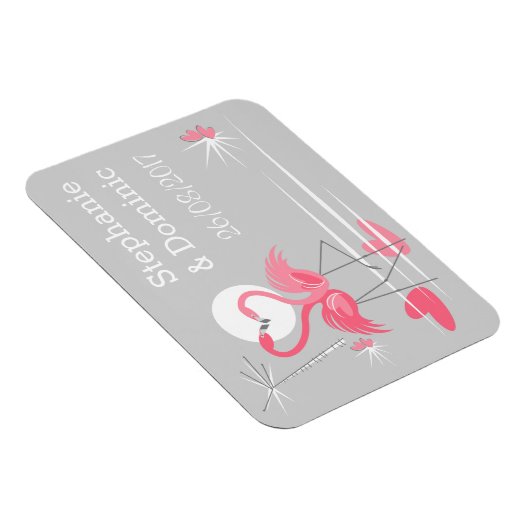 Flamingo Love Side Names Date Flexmagnet Magneet (Rechterzijde)