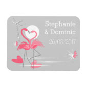 Flamingo Love Side Names Date Flexmagnet Magneet (Horizontaal)