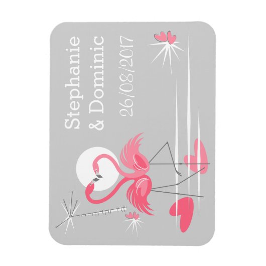 Flamingo Love Side Names Date Flexmagnet Magneet (Verticaal)