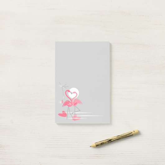 Flamingo Love Side post-it noten verticaal Post-it® Notes (Op bureau)