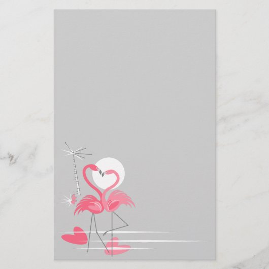 Flamingo Love Side stationery Briefpapier (Voorkant)