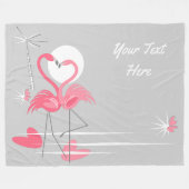 Flamingo Love Side Text fleece deken horizontal (Voorkant (Horizontaal))
