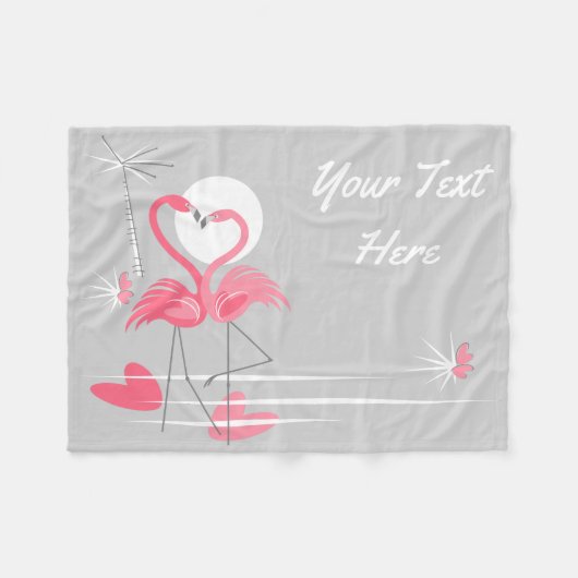 Flamingo Love Side Text fleece Small horizontal Deken (Voorkant (Horizontaal))
