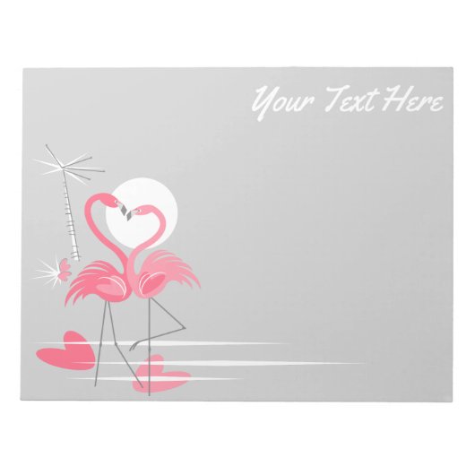 Flamingo Love Side Text notepad horizontaal Notitieblok (Voorkant)