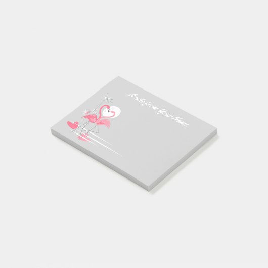 Flamingo Love Side Text post-it notes (Schuin)