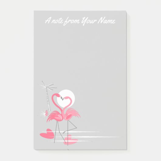 Flamingo Love Side Text post-it notes vertical (Voorkant)