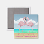 Flamingo Love Square Magneet (Voorkant / Achterkant)