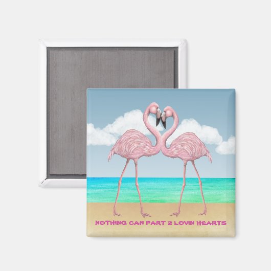 Flamingo Love Square Magneet (Voorkant / Achterkant)