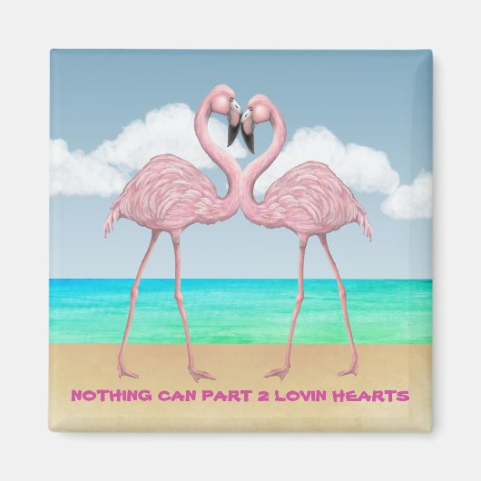 Flamingo Love Square Magneet (Voorkant)