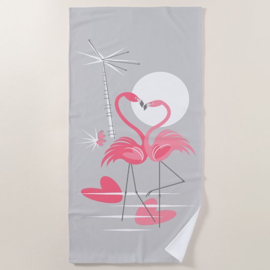 Flamingo Love strandlaken (Voorkant)