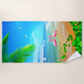 Flamingo Love Strandlaken (Voorkant)