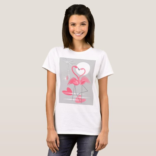 Flamingo Love T-shirt vertical (Voorkant volledig)