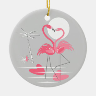 Flamingo Love-tekstversiering Keramisch Ornament