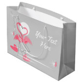 Flamingo Love Text gift big bag Large Cadeautasje (Achterkant Gekanteld)