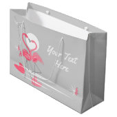 Flamingo Love Text gift big bag Large Cadeautasje (Voorkant Gekanteld)