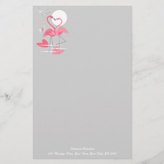 Flamingo Love Text-stationaire Briefpapier (Voorkant)