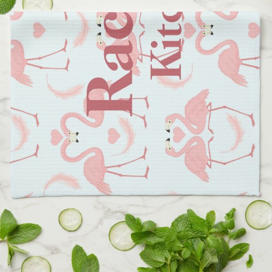 Flamingo Love Theedoek (Gevouwen)