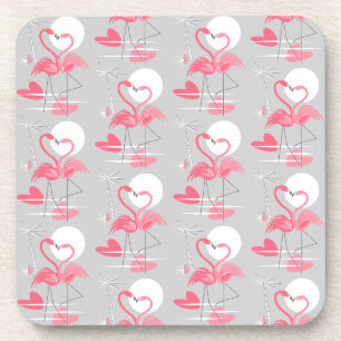 Flamingo Love Tiled onderzetter cork back