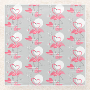 Flamingo Love Tiled onderzetter glass