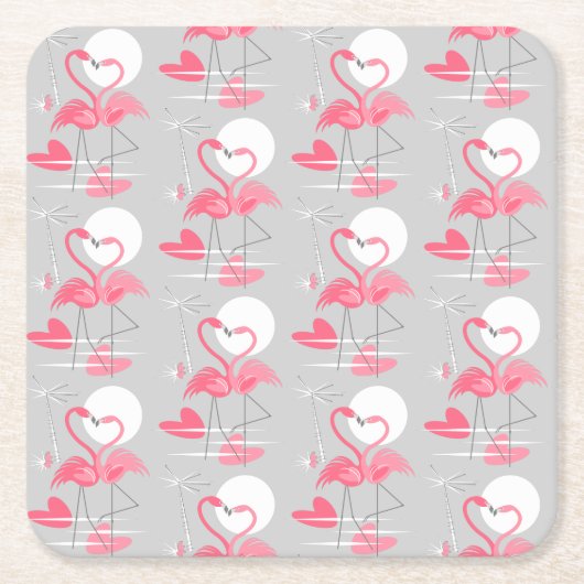 Flamingo Love Tiled onderzetter square (Voorkant)