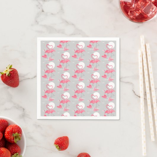 Flamingo Love Tiled paper napkins Servet (Insitu)