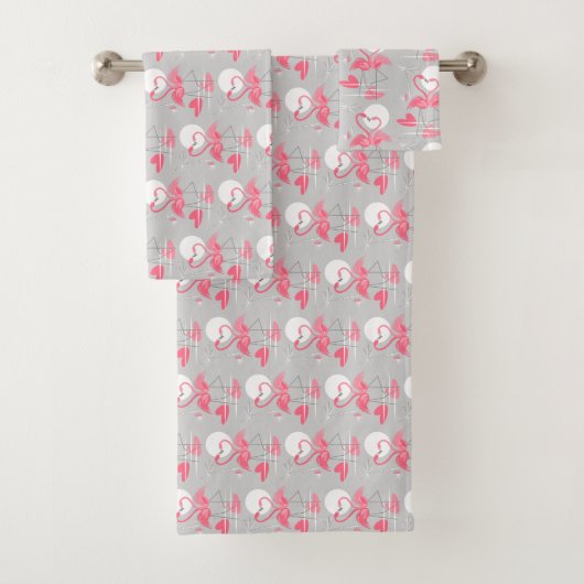 Flamingo Love Tiled towel set Bad Handdoek (Insitu)