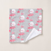 Flamingo Love Tiled towel set Bad Handdoek (Wasdoekje)