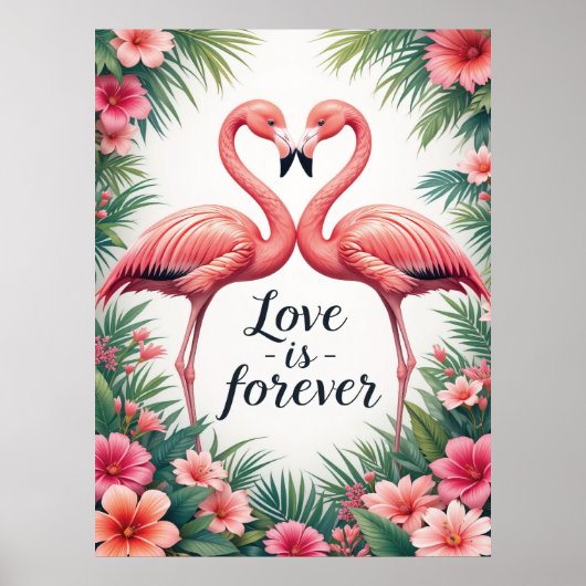 Flamingo Love Tropical Art Poster (Voorkant)