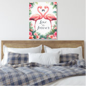 Flamingo Love Tropische Decor Canvas Afdruk (Insitu (Slaapkamer))