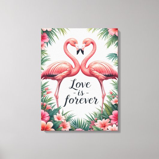 Flamingo Love Tropische Decor Canvas Afdruk (Voorkant)