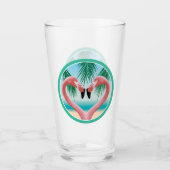Flamingo Love (tropische Valentijn) Glas (Voorkant)