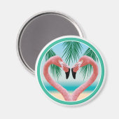 Flamingo Love (tropische Valentijn) Magneet (Voorkant / Achterkant)